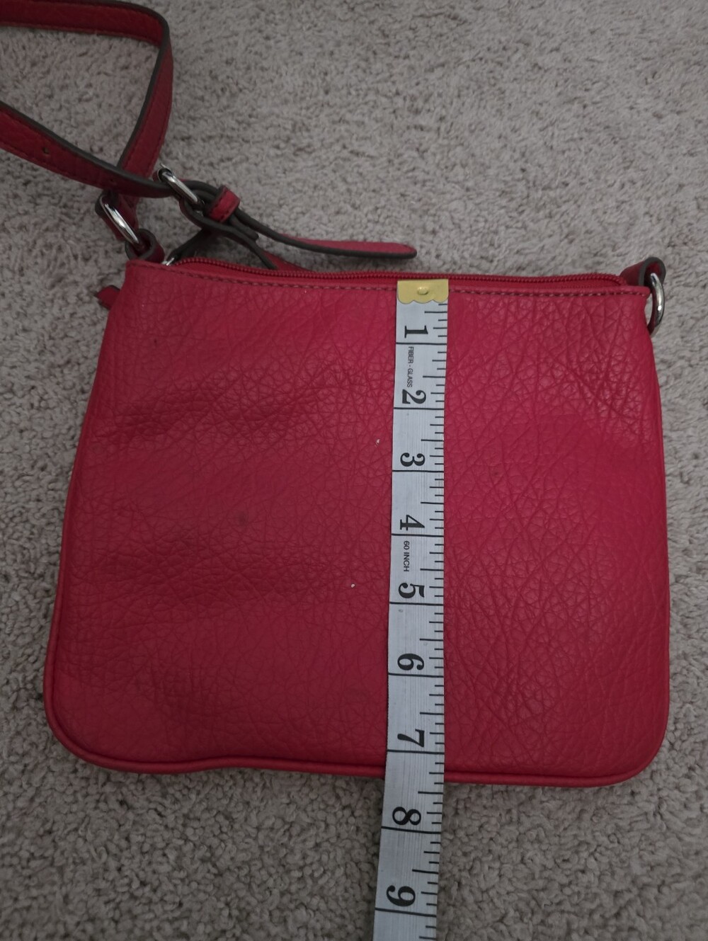 Nine West Red Coral Pebbled Faux Leather Crossbody Bag - Picture 8 of 10